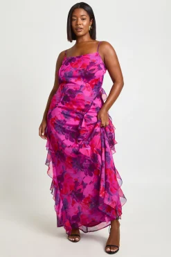 Robe Nuisette Grande Taille En Mousseline À Volants Fleuris