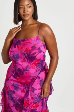 Robe Nuisette Grande Taille En Mousseline À Volants Fleuris