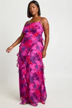 Robe Nuisette Grande Taille En Mousseline À Volants Fleuris