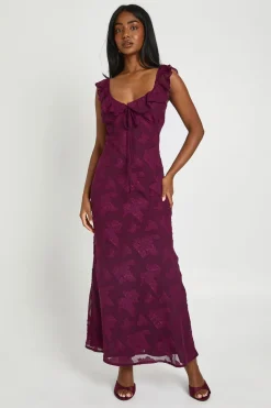boohoo Robe Nuisette Longue À Bretelles Volantées Effet Dévoré<Femme Toutes Les Robes|Robes Patineuses