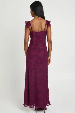 boohoo Robe Nuisette Longue À Bretelles Volantées Effet Dévoré<Femme Toutes Les Robes|Robes Patineuses