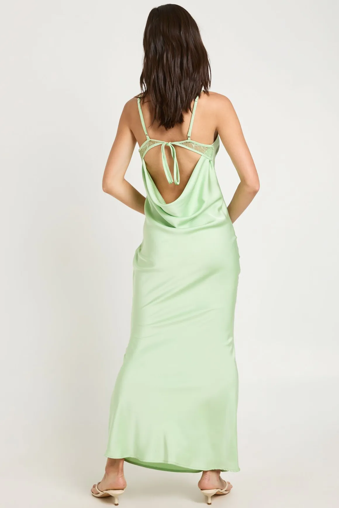 Robe Nuisette Longue En Satin Et Dentelle
