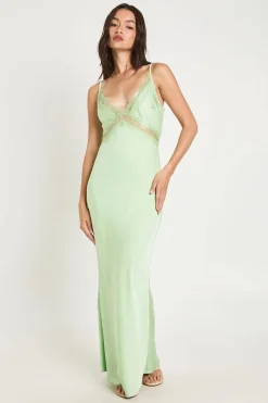 Robe Nuisette Longue En Satin Et Dentelle