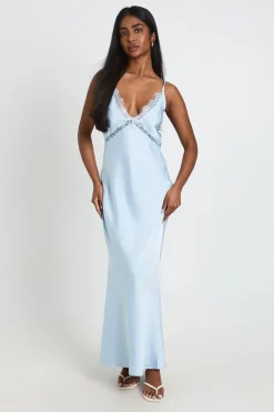 boohoo Robe Nuisette Longue En Satin Et Dentelle<Femme Satin Et Dentelle|Robes Bal De Promo
