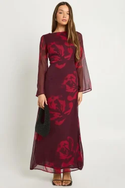 Robe nuisette à manches longues à fleurs