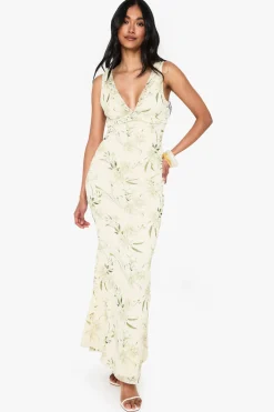 boohoo Robe nuisette maxi en chiffon floral<Femme Robes|Robe Invitée Mariage