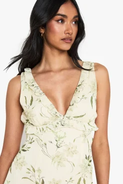boohoo Robe nuisette maxi en chiffon floral<Femme Robes|Robe Invitée Mariage
