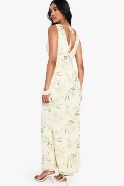 boohoo Robe nuisette maxi en chiffon floral<Femme Robes|Robe Invitée Mariage
