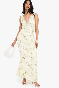 boohoo Robe nuisette maxi en chiffon floral<Femme Robes|Robe Invitée Mariage