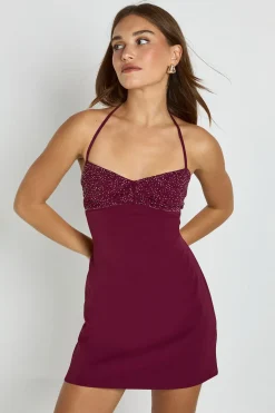 Robe nuisette mini à détails scintillants