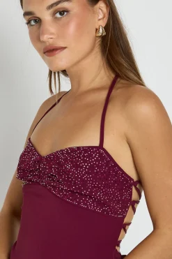 Robe nuisette mini à détails scintillants