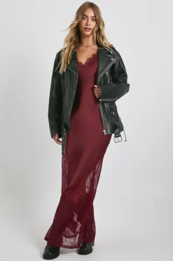 Robe nuisette à ourlet en dentelle