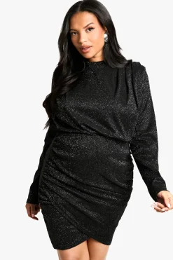 Robe à paillettes ruche avec épaulettes