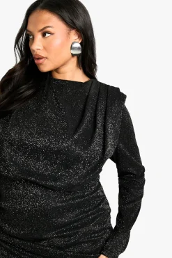 Robe à paillettes ruche avec épaulettes