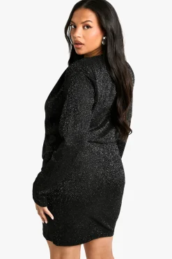 Robe à paillettes ruche avec épaulettes