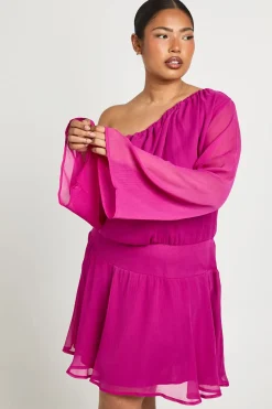 Robe Patineuse Asymétrique En Mousseline Grande Taille
