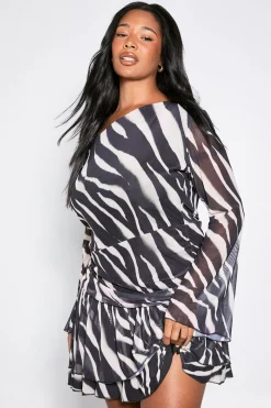 Robe Patineuse Asymétrique Zèbre Grande Taille