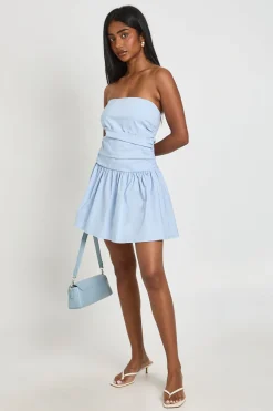 boohoo Robe Patineuse Bandeau En Bengaline Froncée<Femme Toutes Les Robes|Robes