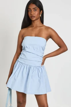 boohoo Robe Patineuse Bandeau En Bengaline Froncée<Femme Toutes Les Robes|Robes