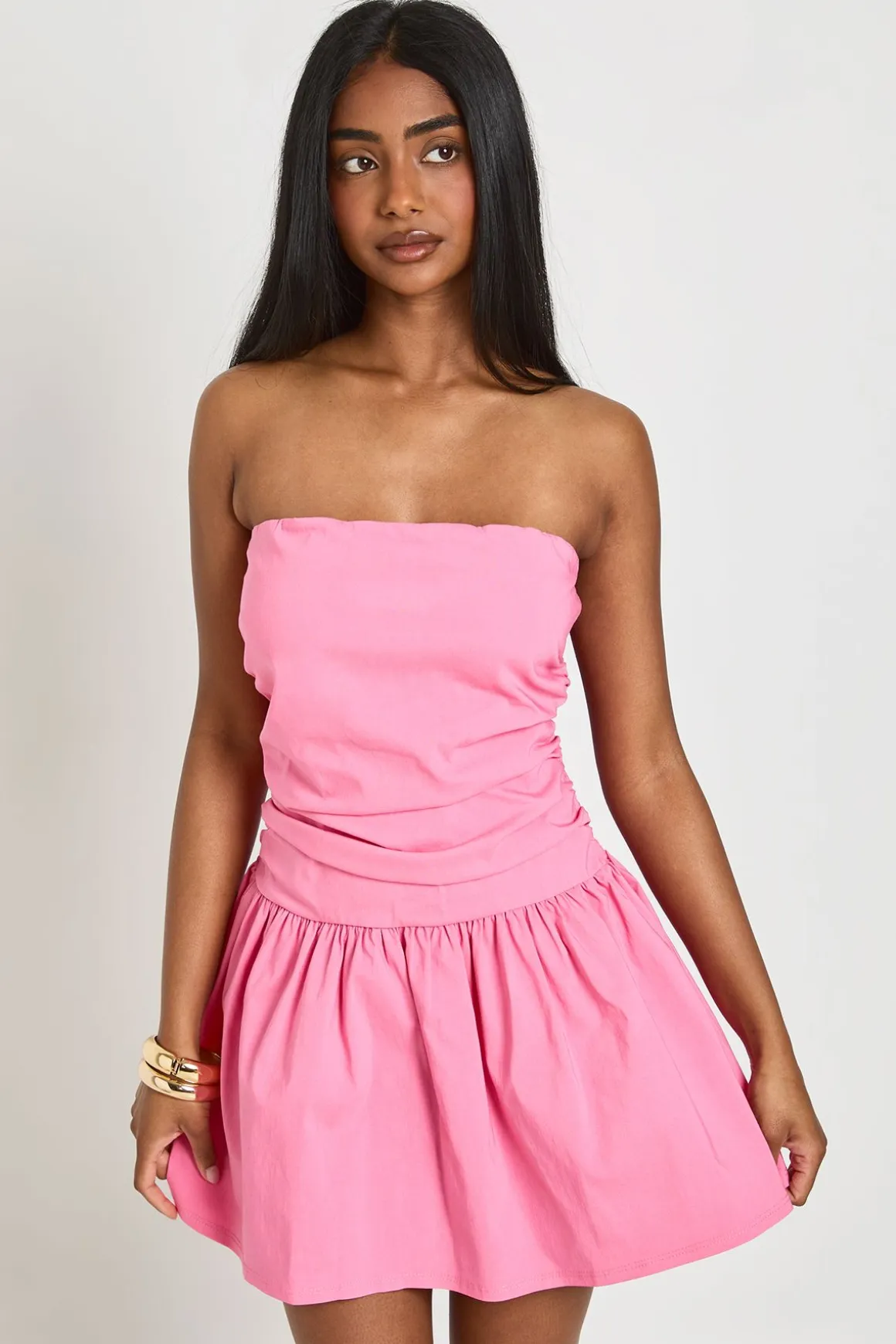 Robe Patineuse Bandeau Froncée En Bengaline