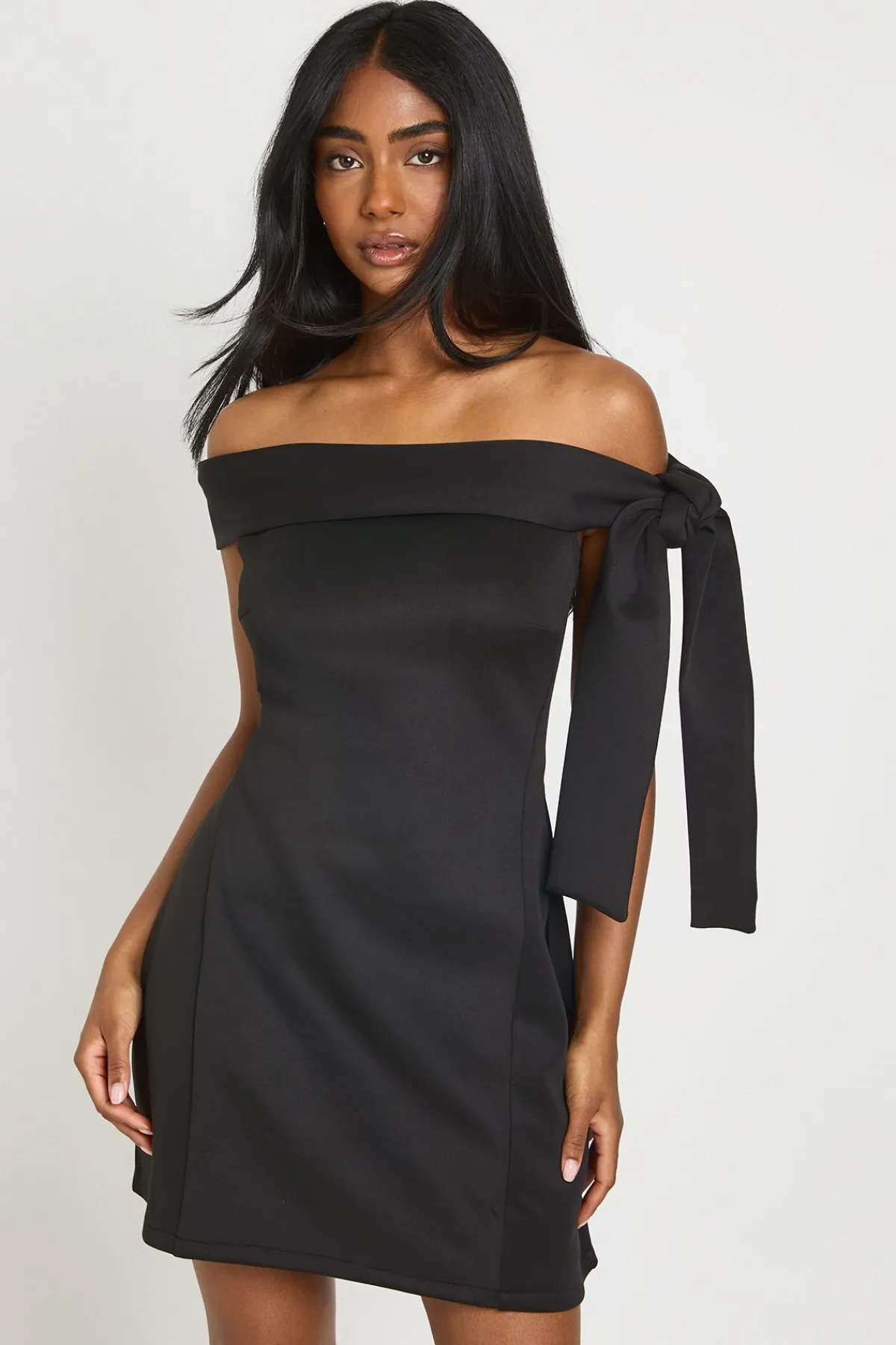 boohoo Robe Patineuse Bardot Avec Détail Nœud Aux Épaules<Femme Robes Patineuses|Robes