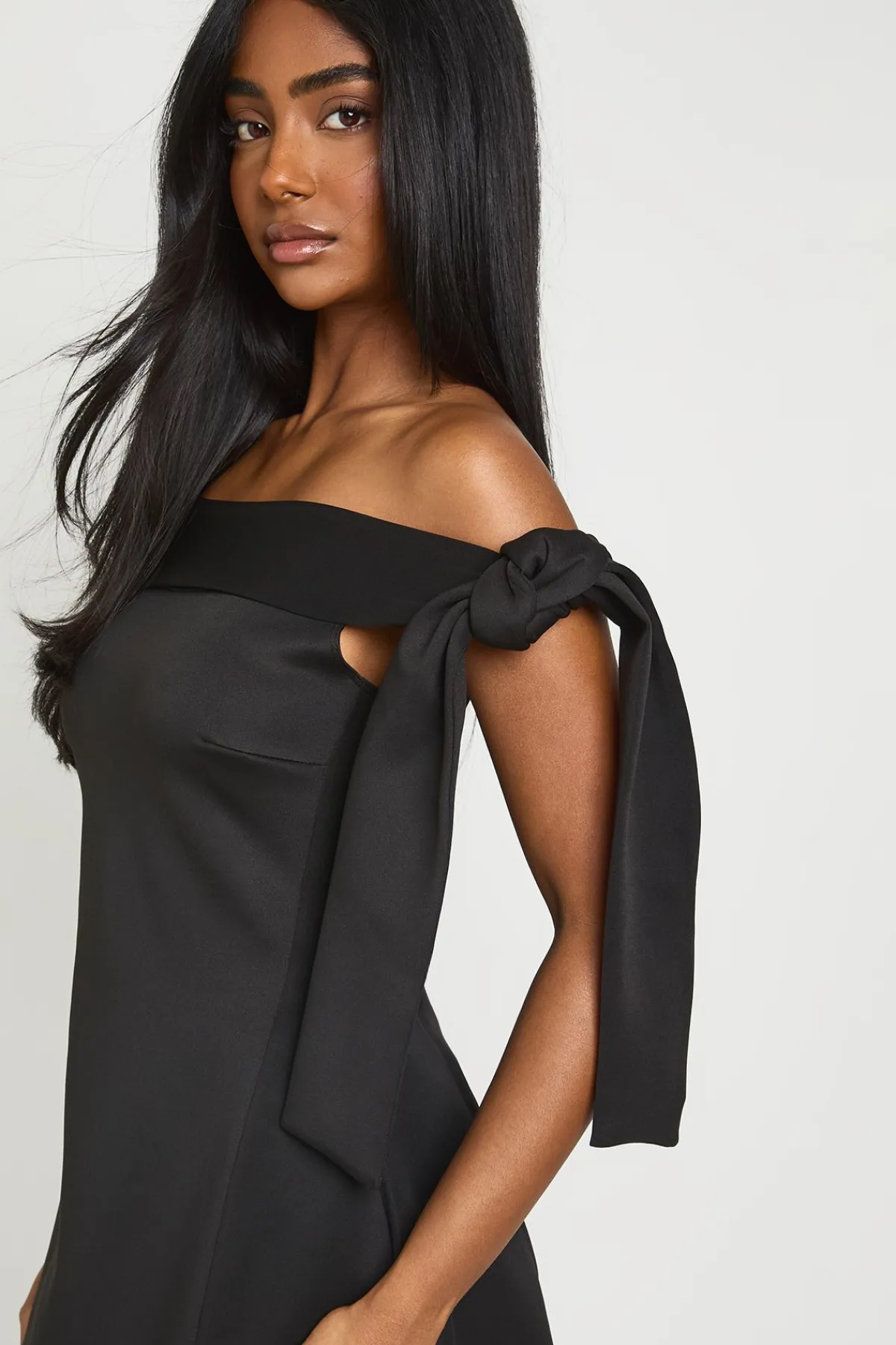 boohoo Robe Patineuse Bardot Avec Détail Nœud Aux Épaules<Femme Robes Patineuses|Robes
