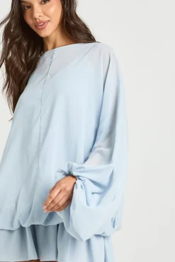 boohoo Robe Patineuse Blouson Superposée Avec Caraco En Mousseline<Femme Robes Patineuses|Robes À Manches Longues