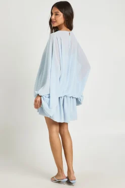 boohoo Robe Patineuse Blouson Superposée Avec Caraco En Mousseline<Femme Robes Patineuses|Robes À Manches Longues