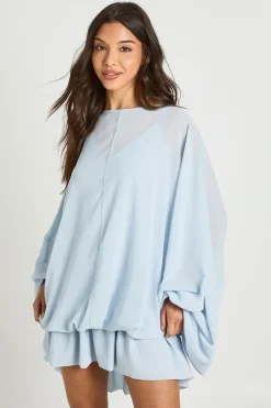 boohoo Robe Patineuse Blouson Superposée Avec Caraco En Mousseline<Femme Robes Patineuses|Robes À Manches Longues