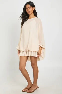 Robe Patineuse Blouson Superposée Avec Caraco En Mousseline