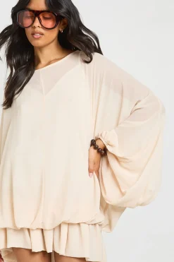 Robe Patineuse Blouson Superposée Avec Caraco En Mousseline