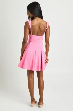 Robe Patineuse À Bretelles En Bengaline Avec Buste Froncé