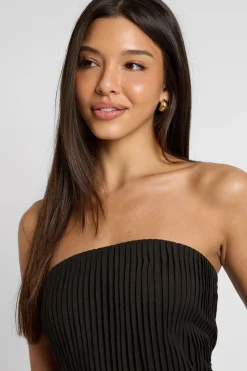 Robe Patineuse Bustier Plissée En Lin