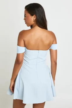 Robe Patineuse Cintrée À Encolure Bardot Cœur