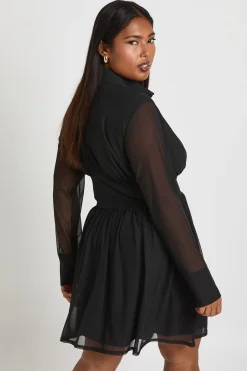 boohoo Robe Patineuse à Col en Maille Grande Taille<Femme Robes Patineuses|Robes À Manches Longues