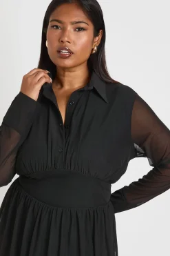 boohoo Robe Patineuse à Col en Maille Grande Taille<Femme Robes Patineuses|Robes À Manches Longues