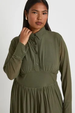 boohoo Robe Patineuse à Col en Maille Grande Taille<Femme Robes Patineuses|Robes À Manches Longues