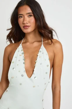 Robe Patineuse À Col V Avec Détails Boutons