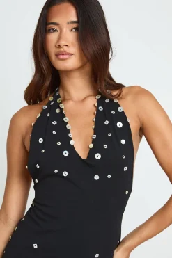 boohoo Robe Patineuse Col V À Détails De Boutons<Femme Robes Patineuses|Robes