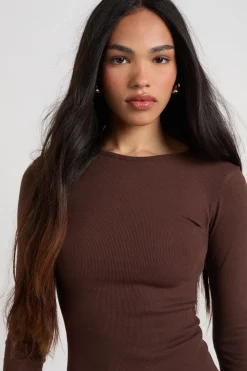 Robe Patineuse Côtelée à Ourlet Asymétrique