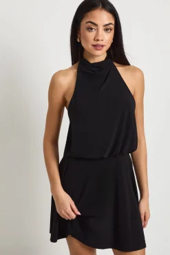 Robe Patineuse Dos Nu Col Licou En Tissu Fluide