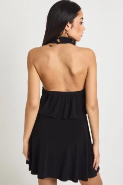 Robe Patineuse Dos Nu Col Licou En Tissu Fluide