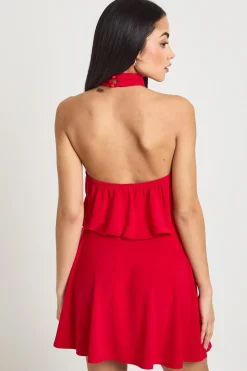 Robe Patineuse Dos Nu À Encolure Américaine En Tissu Fluide