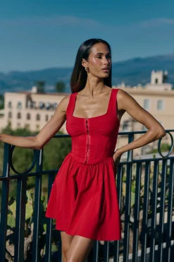 Robe Patineuse En Bengaline Avec Fermeture À Crochets Et Œillets