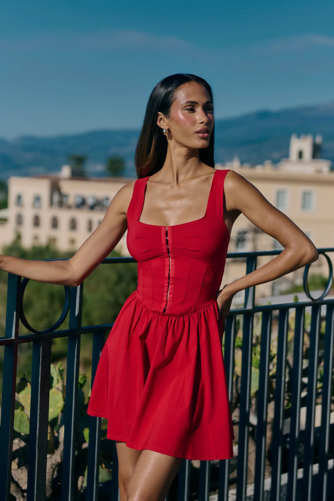 Robe Patineuse En Bengaline Avec Fermeture À Crochets Et Œillets