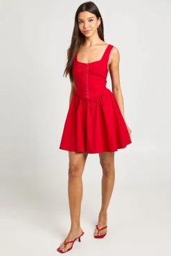 Robe Patineuse En Bengaline Avec Fermeture À Crochets Et Œillets