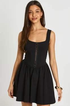 Robe Patineuse En Bengaline Avec Agrafes Et Œillets