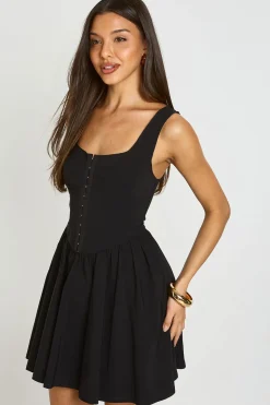 Robe Patineuse En Bengaline Avec Agrafes Et Œillets