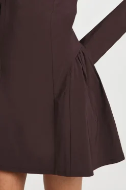 Robe Patineuse en Bengaline à Encolure Carrée et Taille Froncée