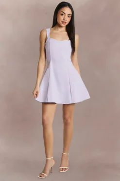 boohoo Robe Patineuse En Bengaline À Encolure Cœur Et Manches Courtes<Femme Robes Courtes|Robes Patineuses